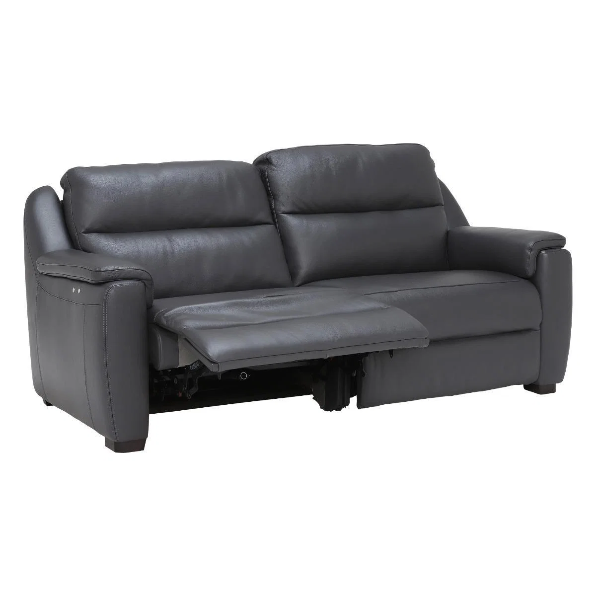Strauss Grey Leather Recliner Loveseat – image 4