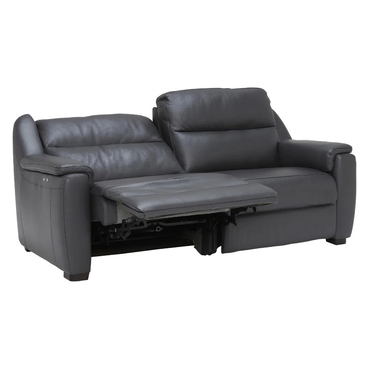 Strauss Grey Leather Recliner Loveseat – image 5