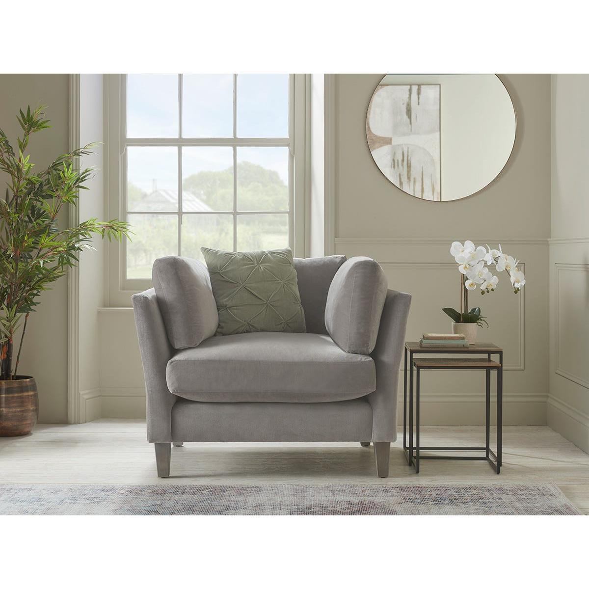 Dinan Loveseat – Vintage Taupe Cotton Stripe – image 2