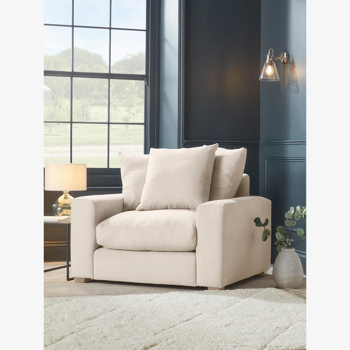 Lyon Loveseat – Vintage Taupe Cotton Stripe – image 1