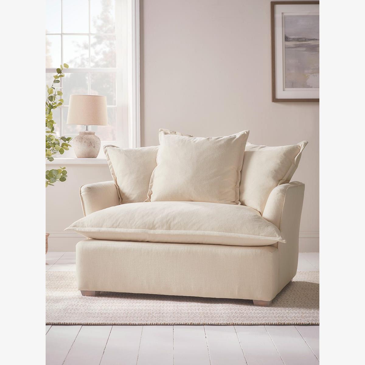 Umea Love Seat – Peony Wide Cotton Stripe – image 1