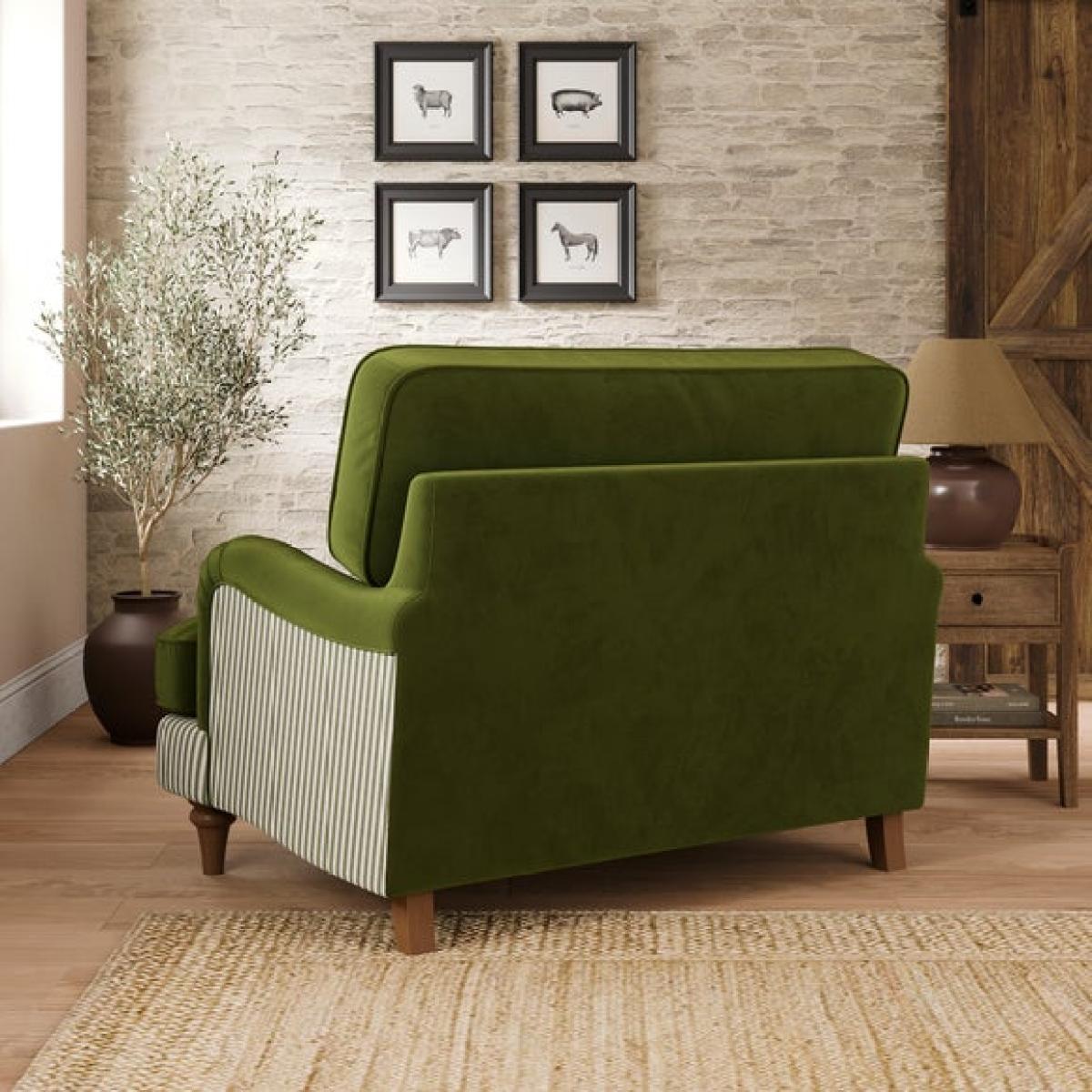 Beatrice II Woven Stripe Velvet Mix Snuggle Chair – image 2