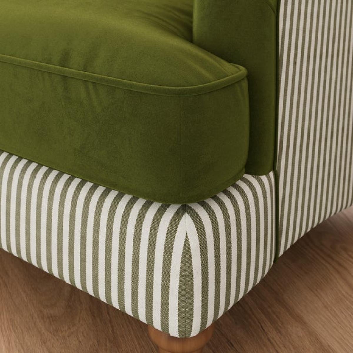 Beatrice II Woven Stripe Velvet Mix Snuggle Chair – image 4