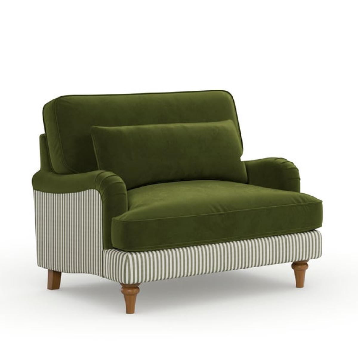 Beatrice II Woven Stripe Velvet Mix Snuggle Chair – image 8