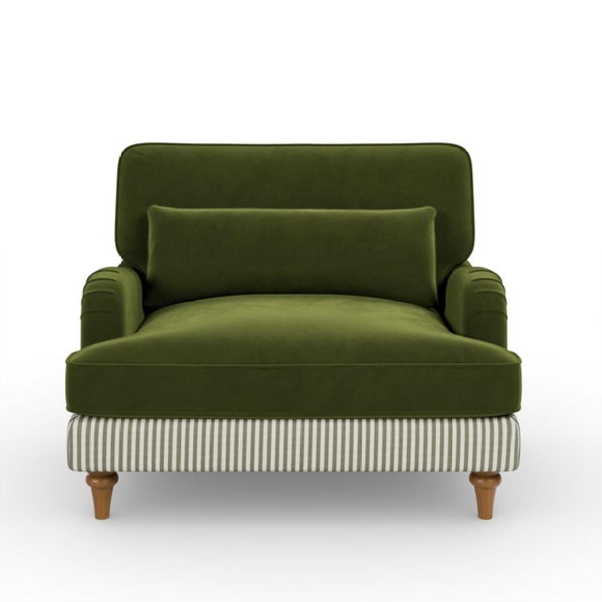 Beatrice II Woven Stripe Velvet Mix Snuggle Chair – image 9