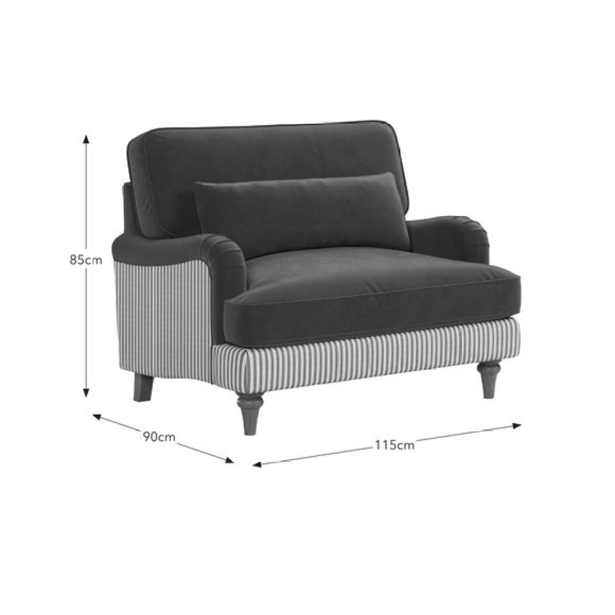 Beatrice II Woven Stripe Velvet Mix Snuggle Chair – image 10