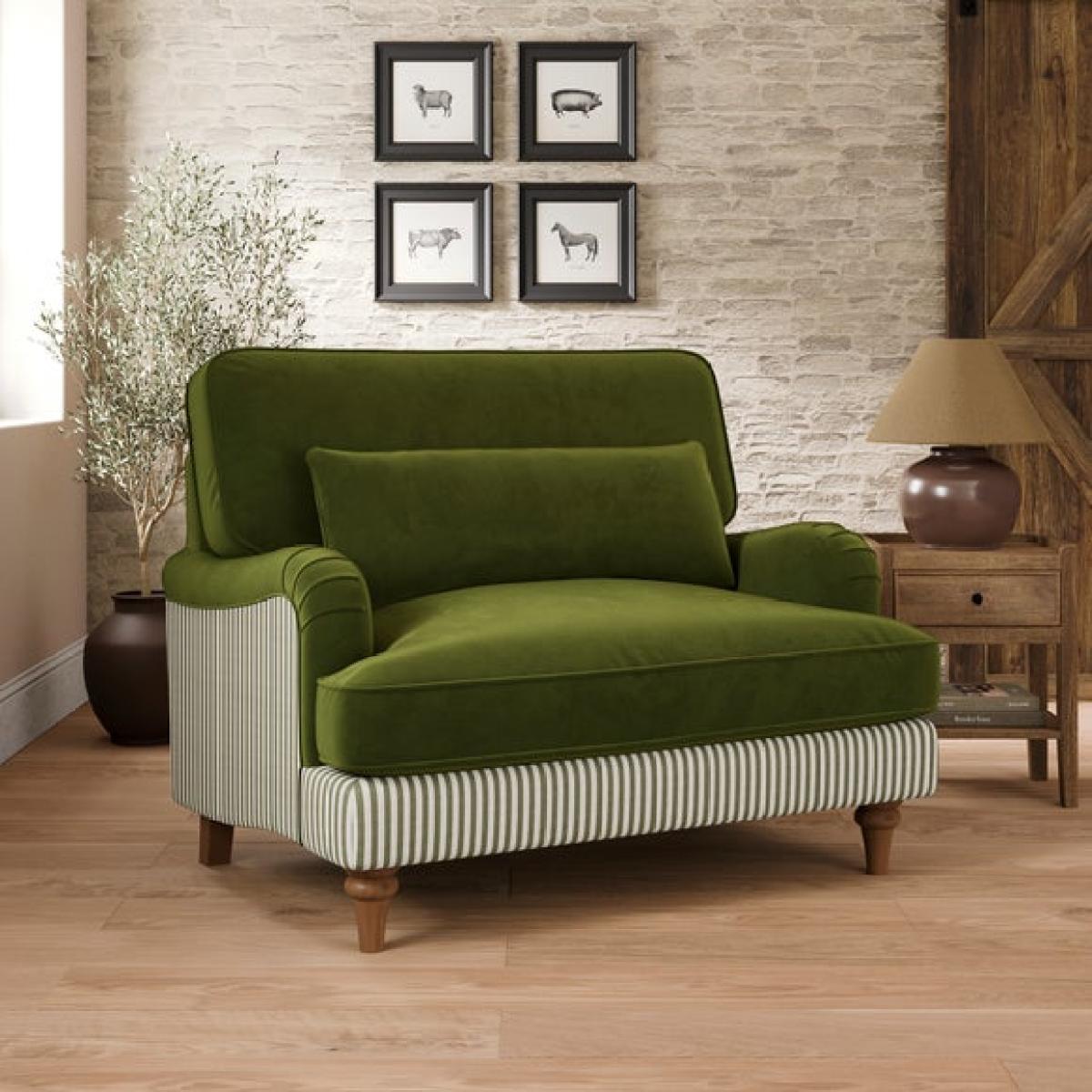 Beatrice II Woven Stripe Velvet Mix Snuggle Chair – image 1