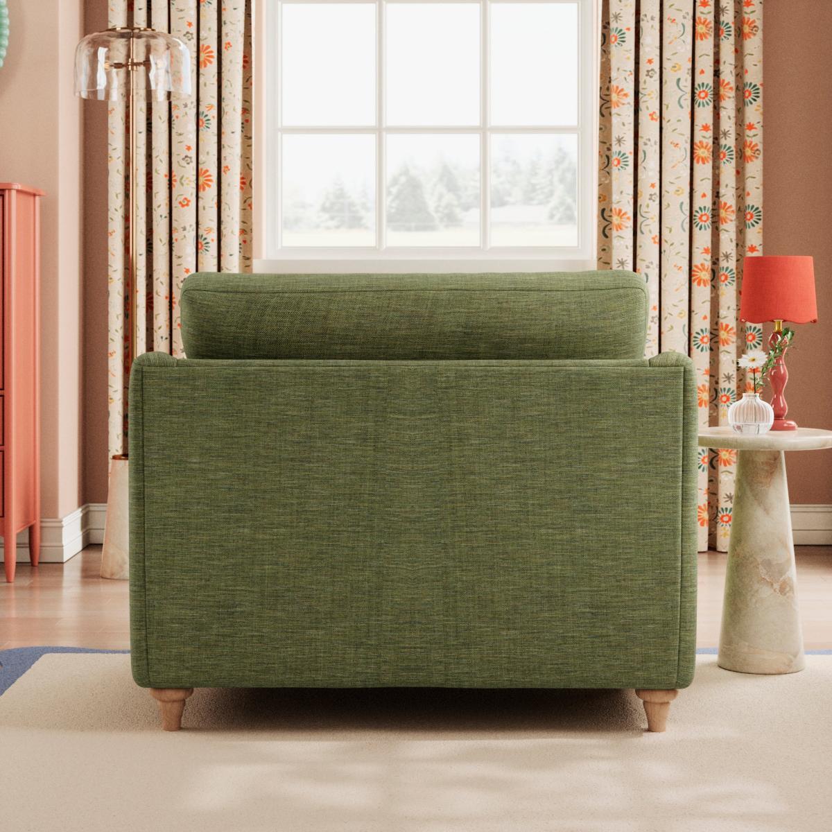 Hattie Slub Faux Linen Snuggle Sofa Slub Faux Linen Green – image 3