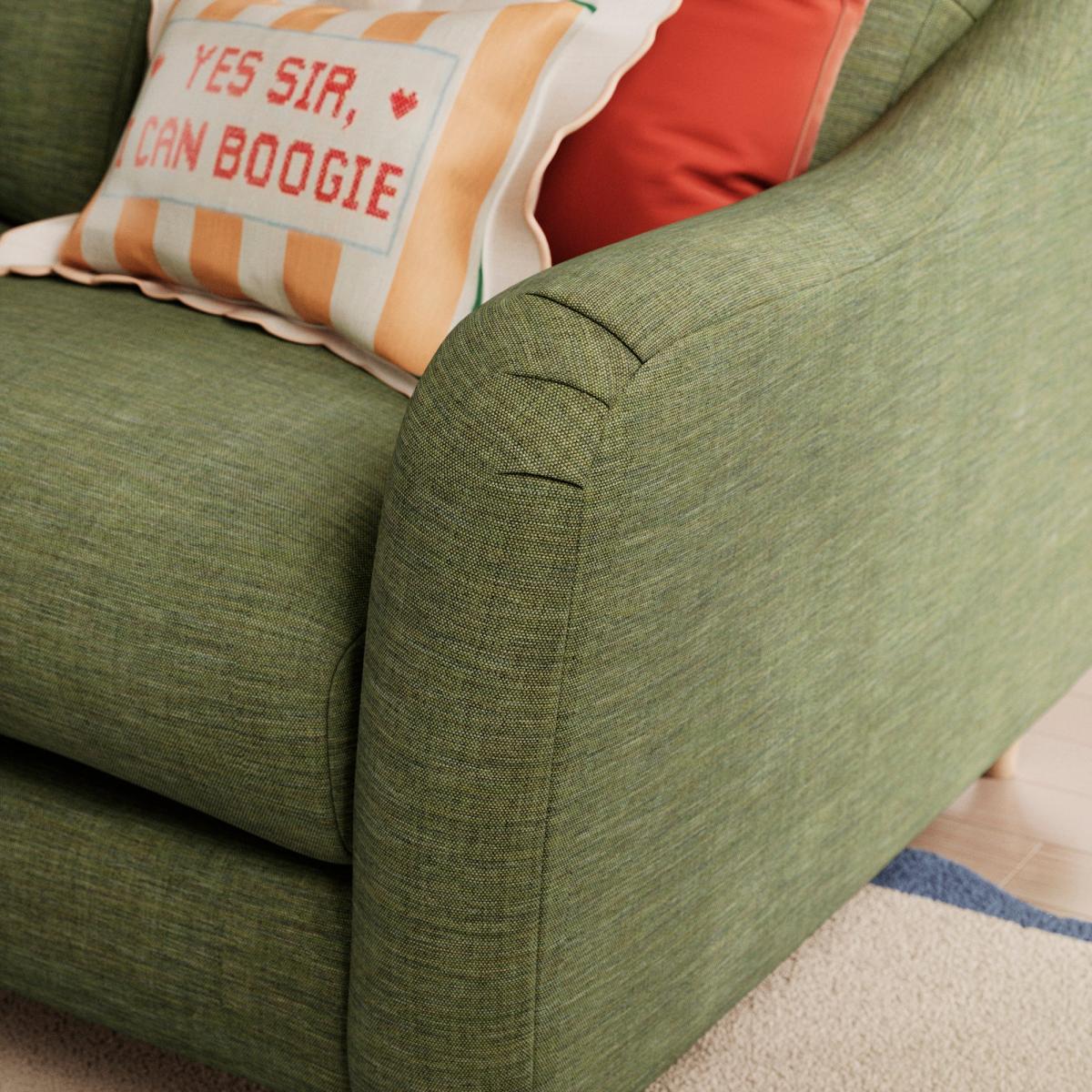 Hattie Slub Faux Linen Snuggle Sofa Slub Faux Linen Green – image 5