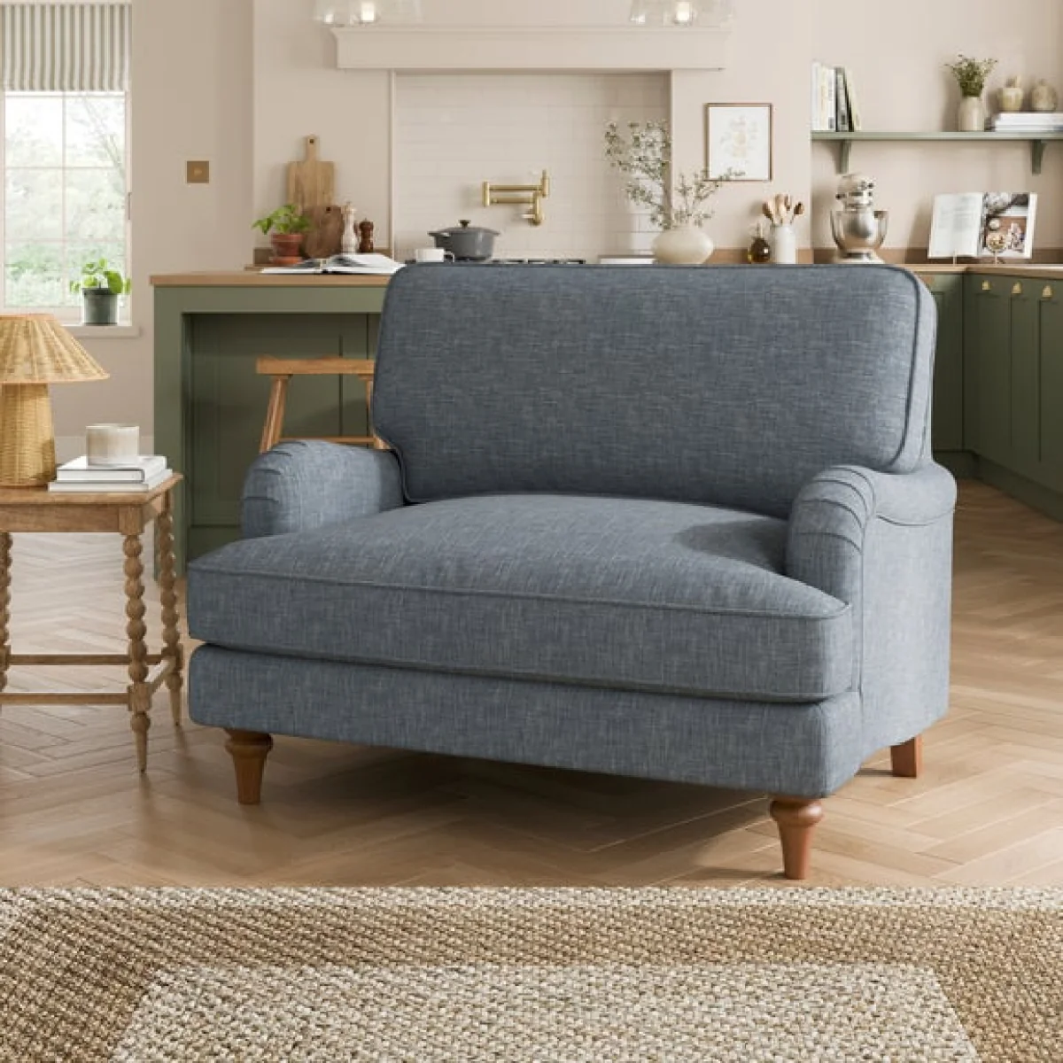 Beatrice II Faux Linen Snuggle Chair – image 1