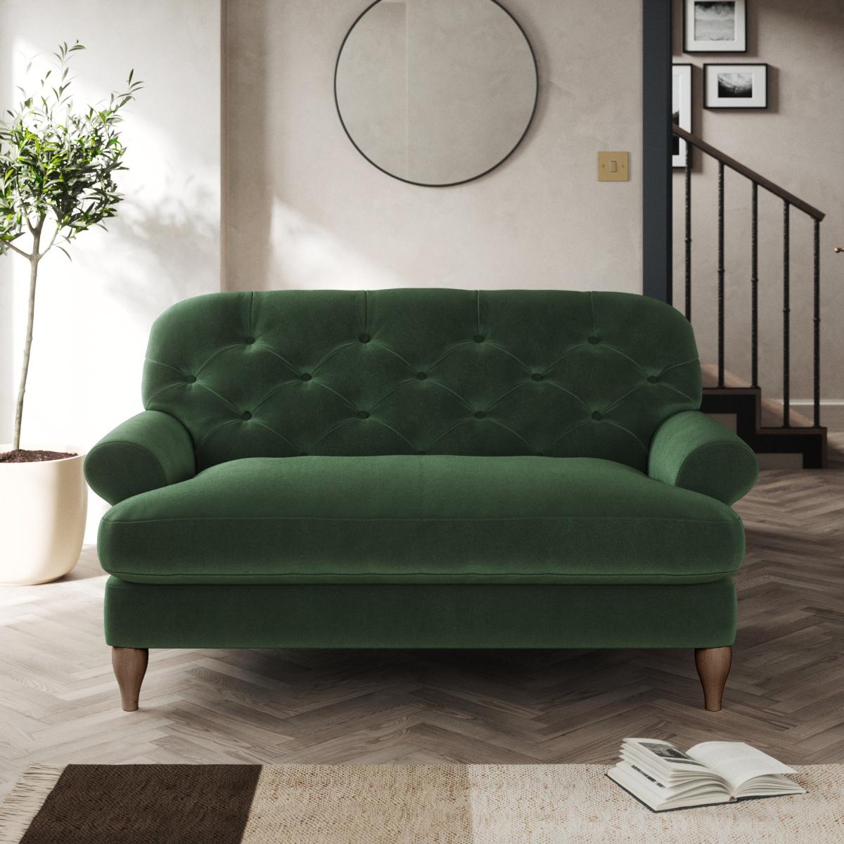 Canterbury Snuggle Chair Cosy Velvet Bottle Green – image 1