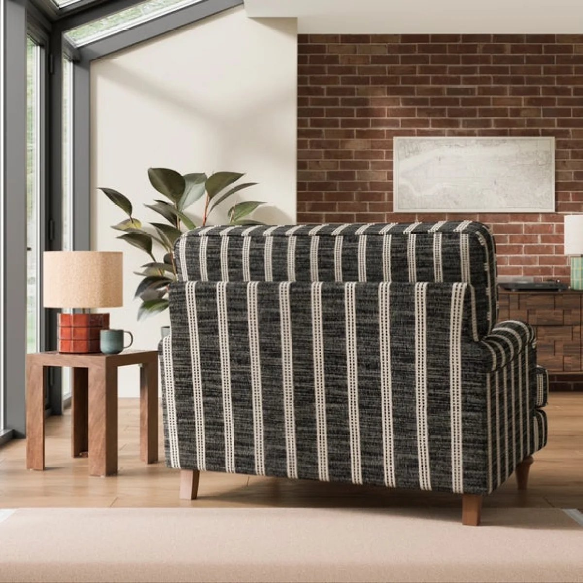 Beatrice II Texture Ticking Stripe Snuggle Chair – image 2