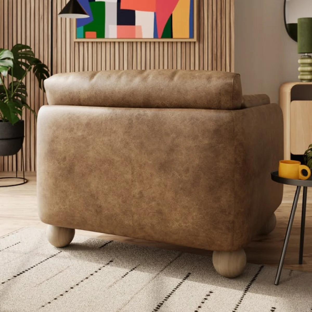 Armitage Soft Faux Leather Snuggle Chair with Ball Feet – image 2