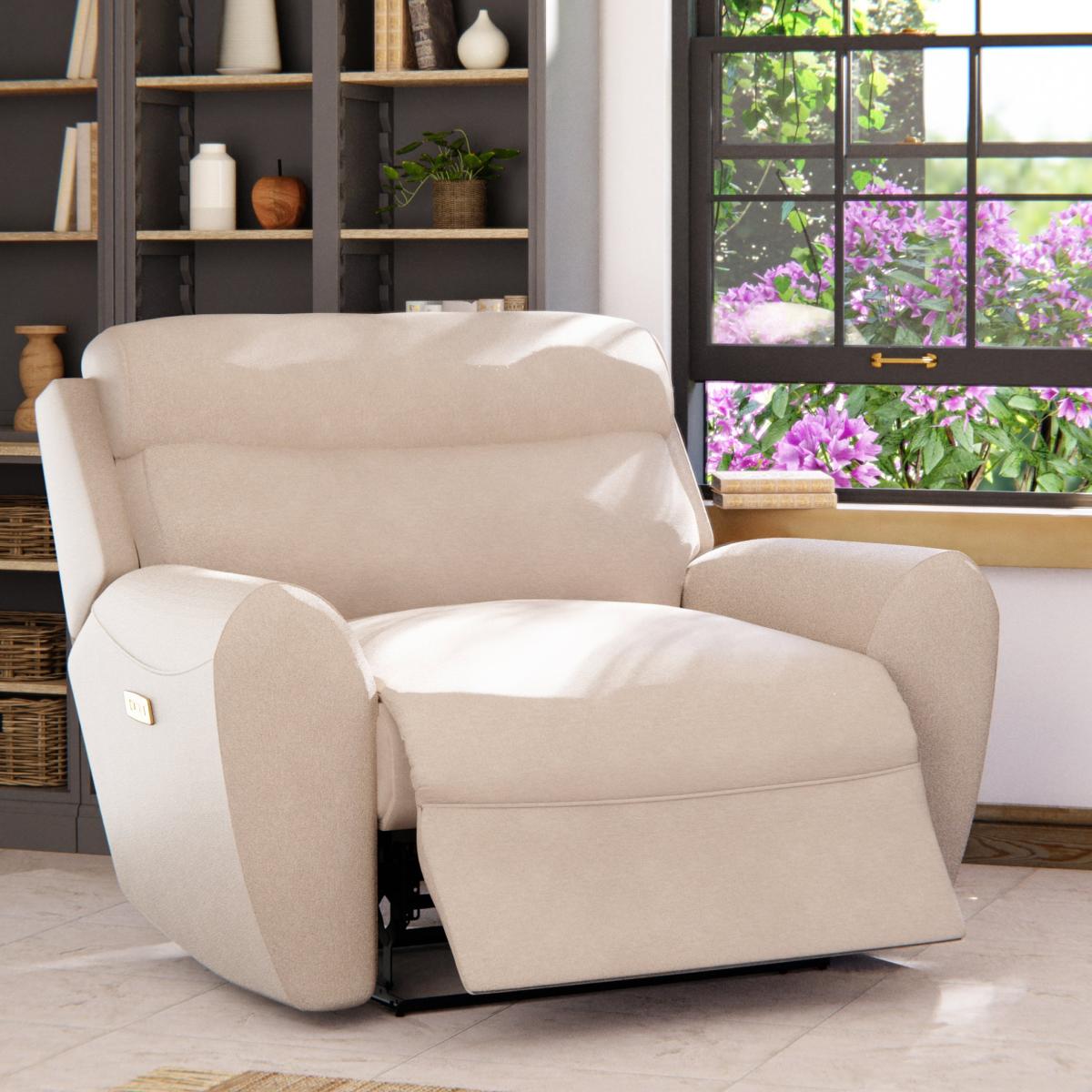 Wareham Power Recliner Snuggle Sofa Chenille Sand – image 2