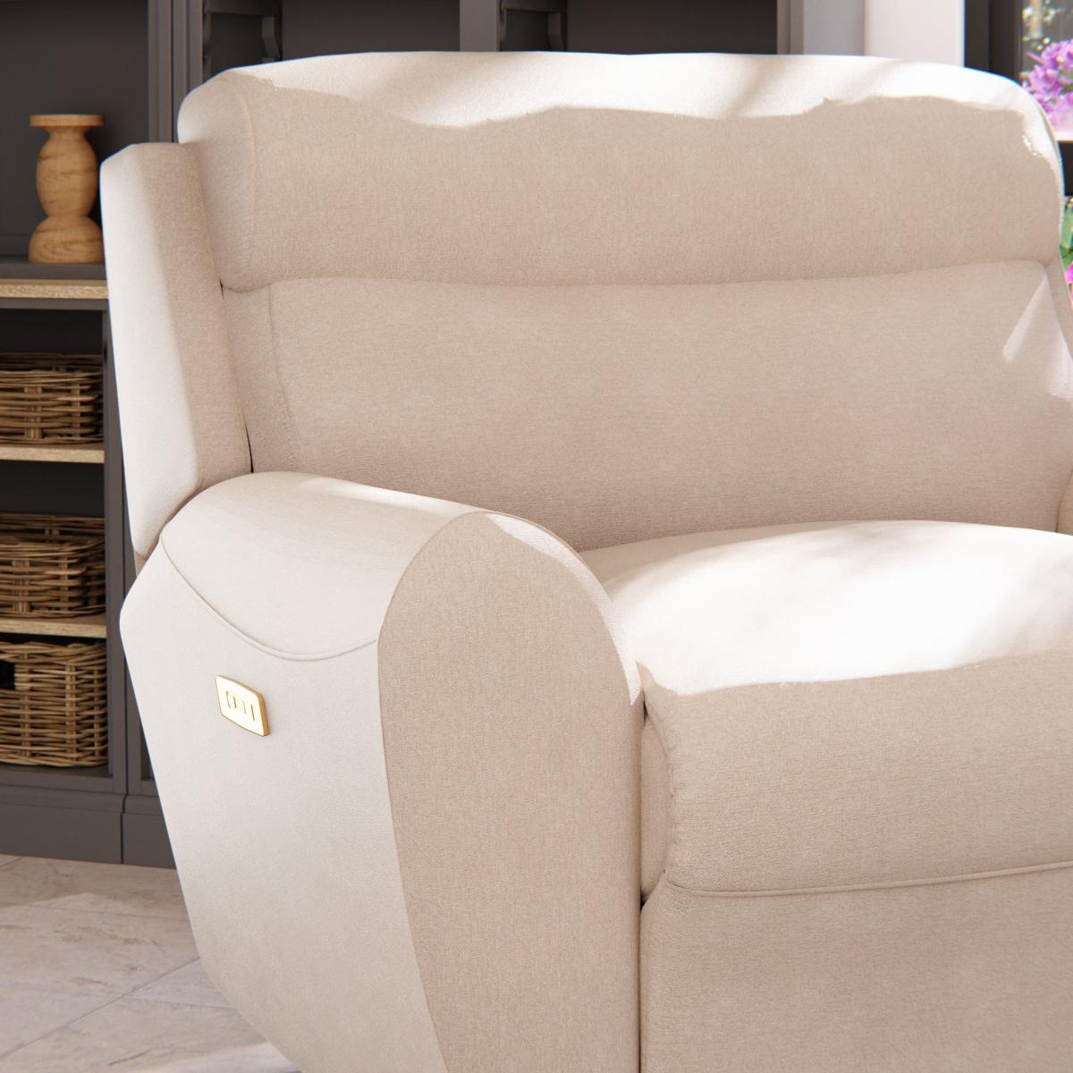 Wareham Power Recliner Snuggle Sofa Chenille Sand – image 6