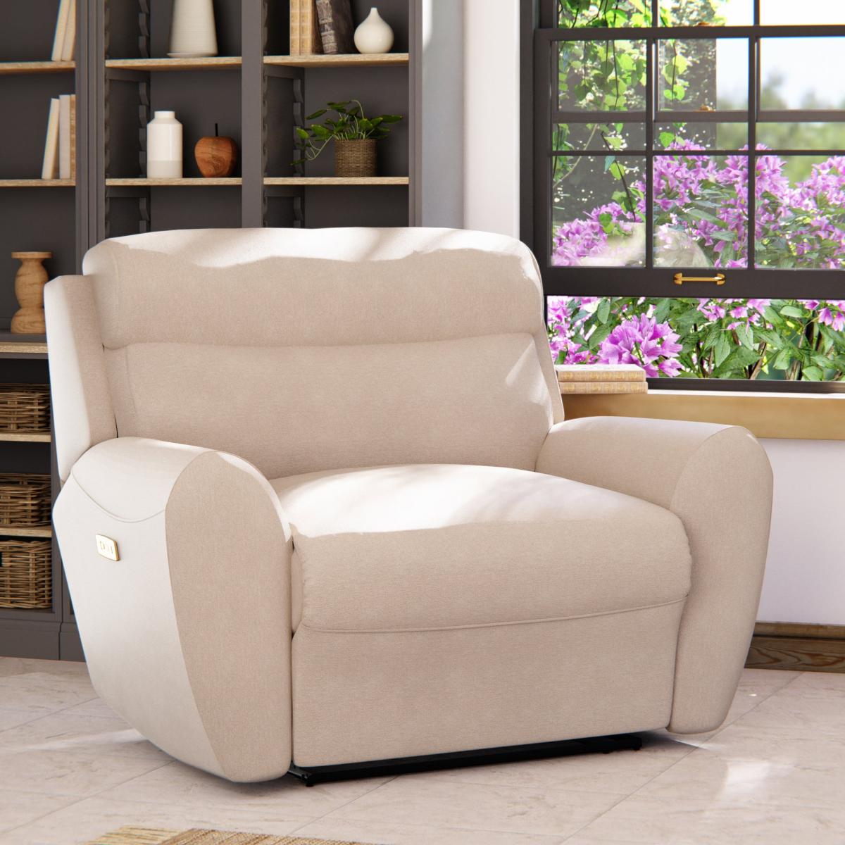 Wareham Power Recliner Snuggle Sofa Chenille Sand – image 1