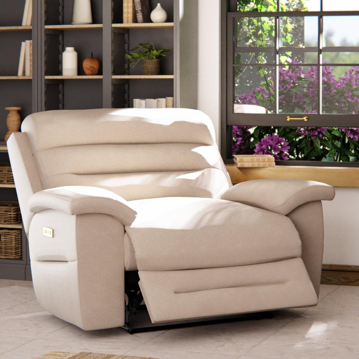 Lulworth Power Recliner Snuggle Sofa Chenille Sand – image 2