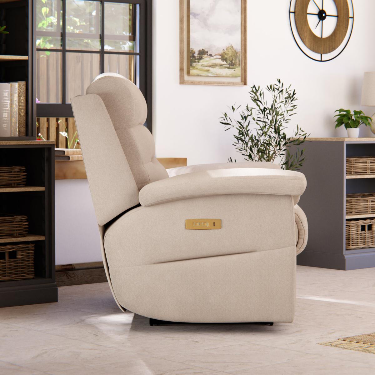 Lulworth Power Recliner Snuggle Sofa Chenille Sand – image 4