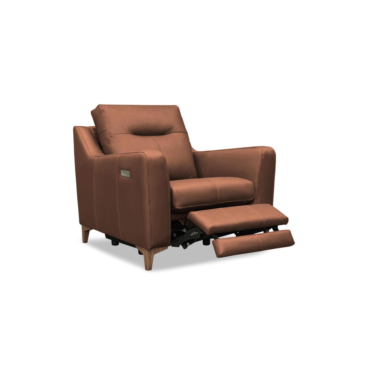 G Plan - Arlo Leather Snuggler - Cambridge Conker with Walnut Feet – image 2