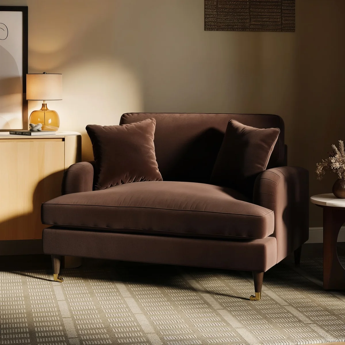 Brown Chenille Love Seat - Payton – image 1