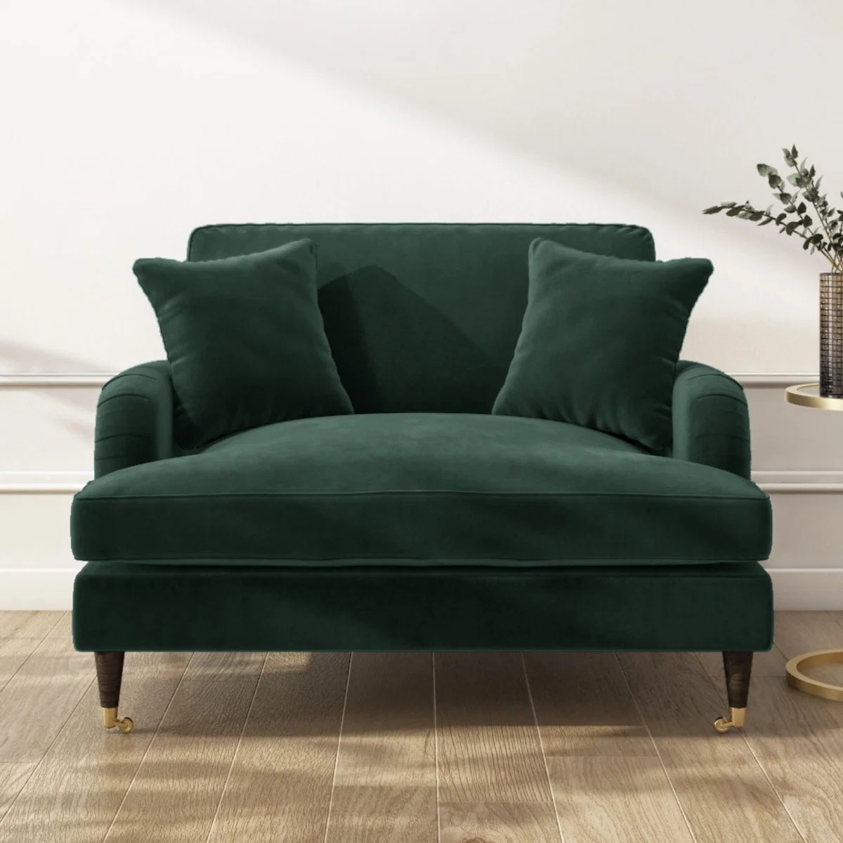 Dark Green Velvet Loveseat - Payton – image 1