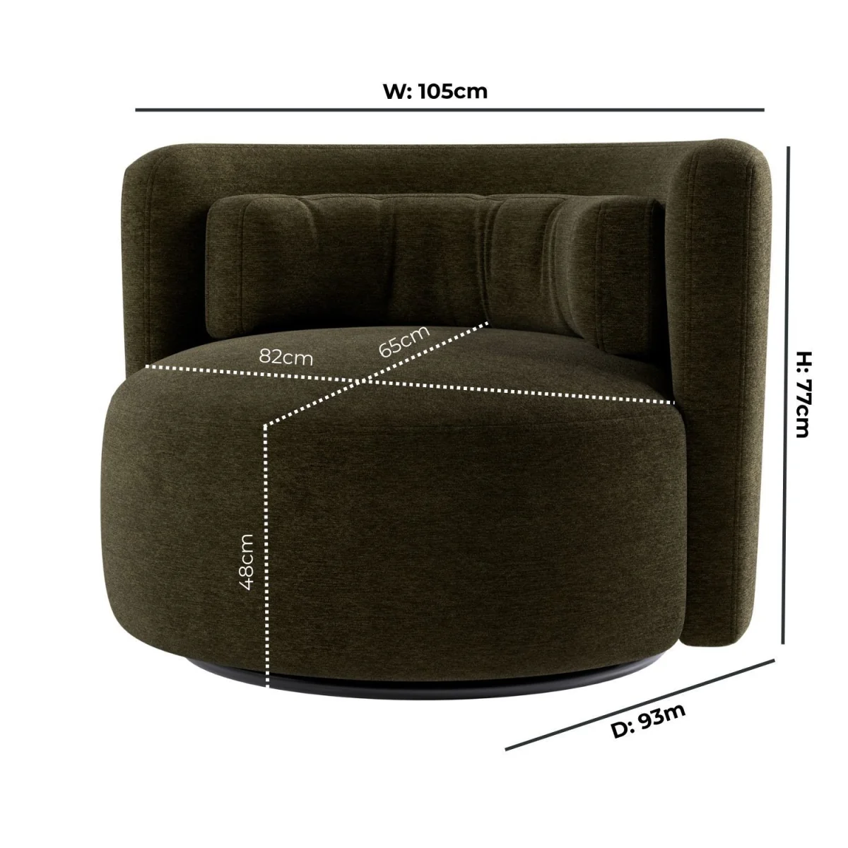 Green Chenille Swivel Love Seat - Elara – image 2