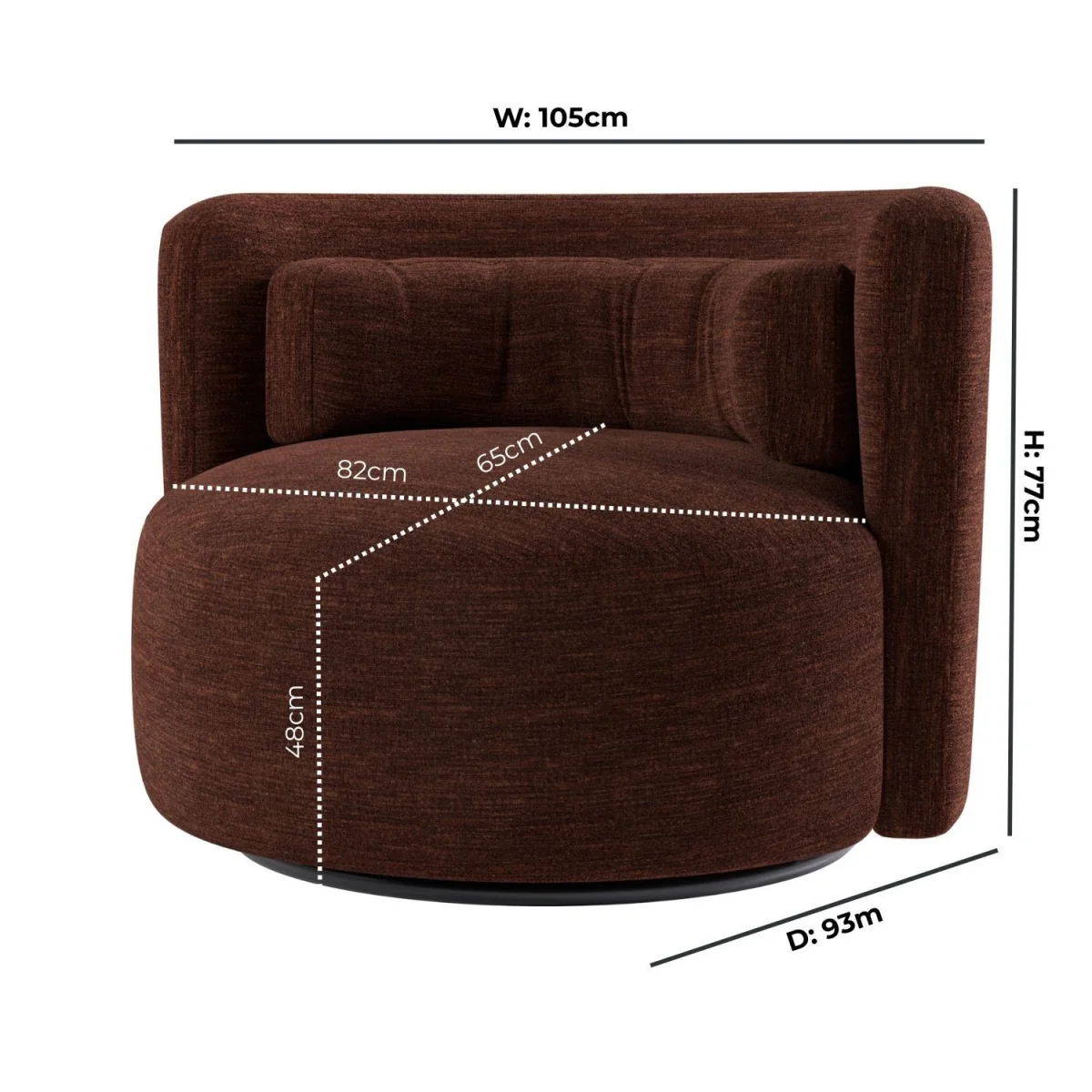 Berry Brown Chenille Swivel Love Seat - Elara – image 2