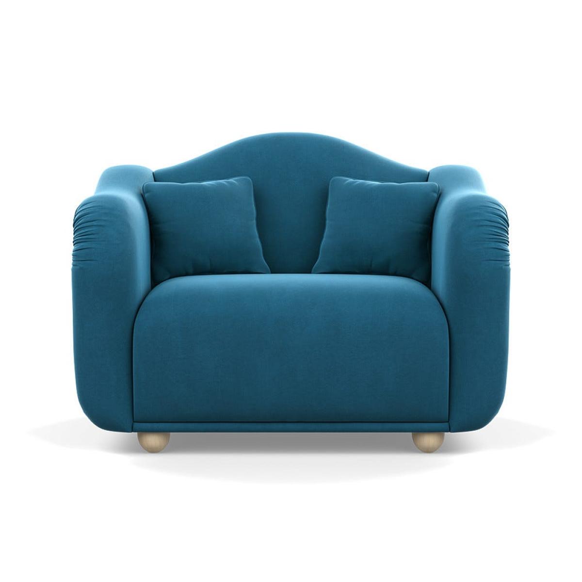 Heal's Tetbury Loveseat Smart Velvet Ocean Natural Beech Feet – image 2