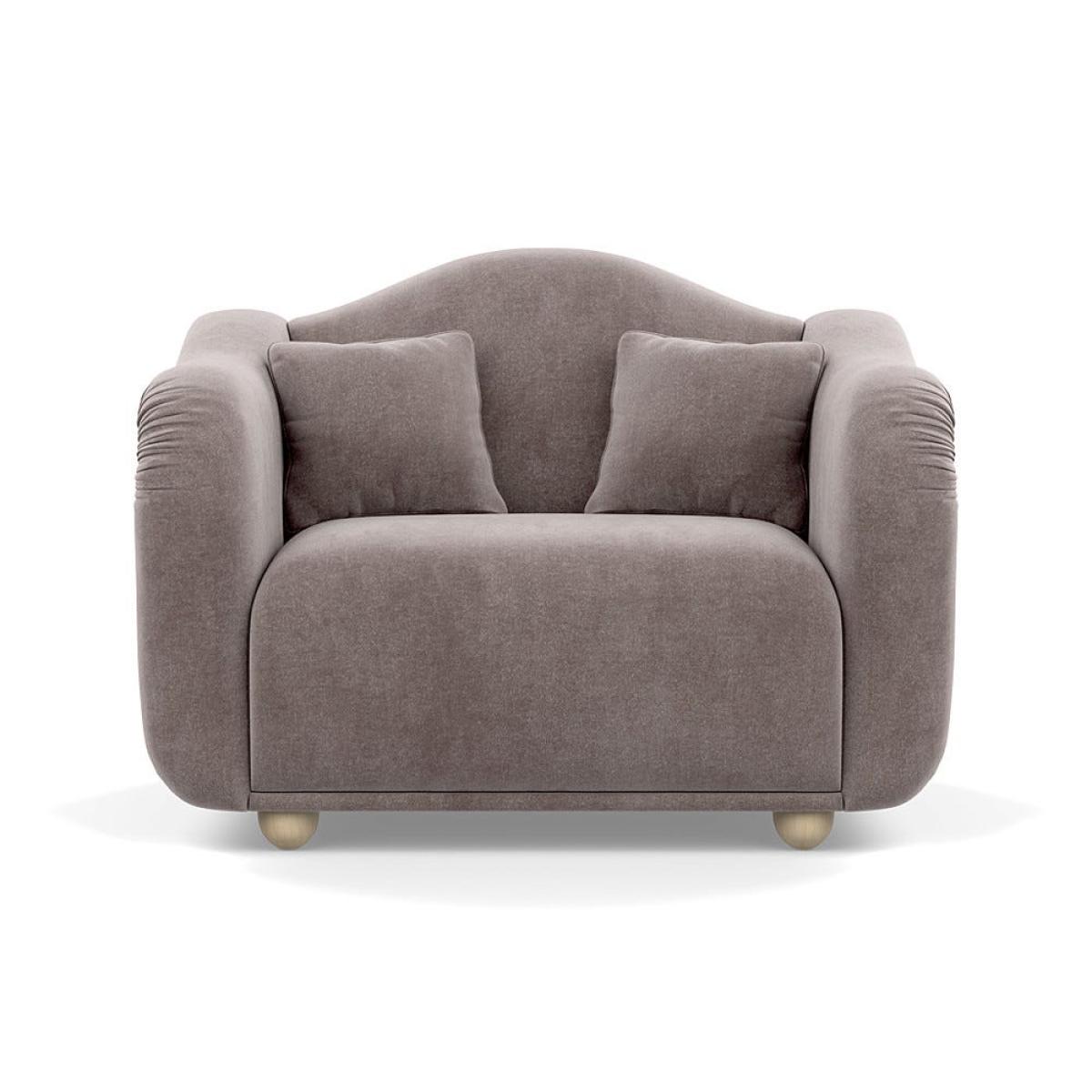 Heal's Tetbury Loveseat Smart Luxe Velvet Mushroom Natural Beech Feet – image 2