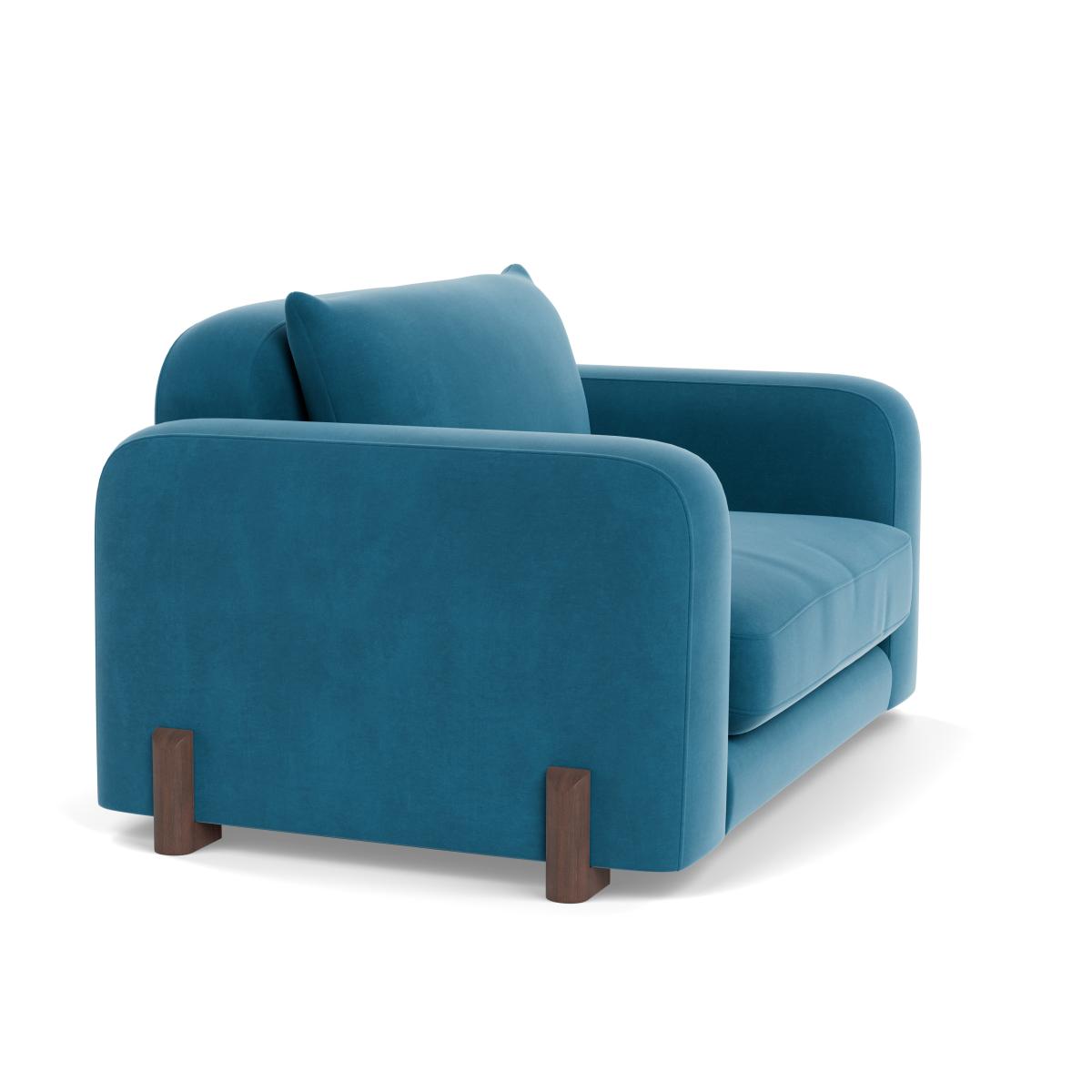 Heal's Nuvola Loveseat Smart Velvet Ocean Walnut Stained Feet – image 2