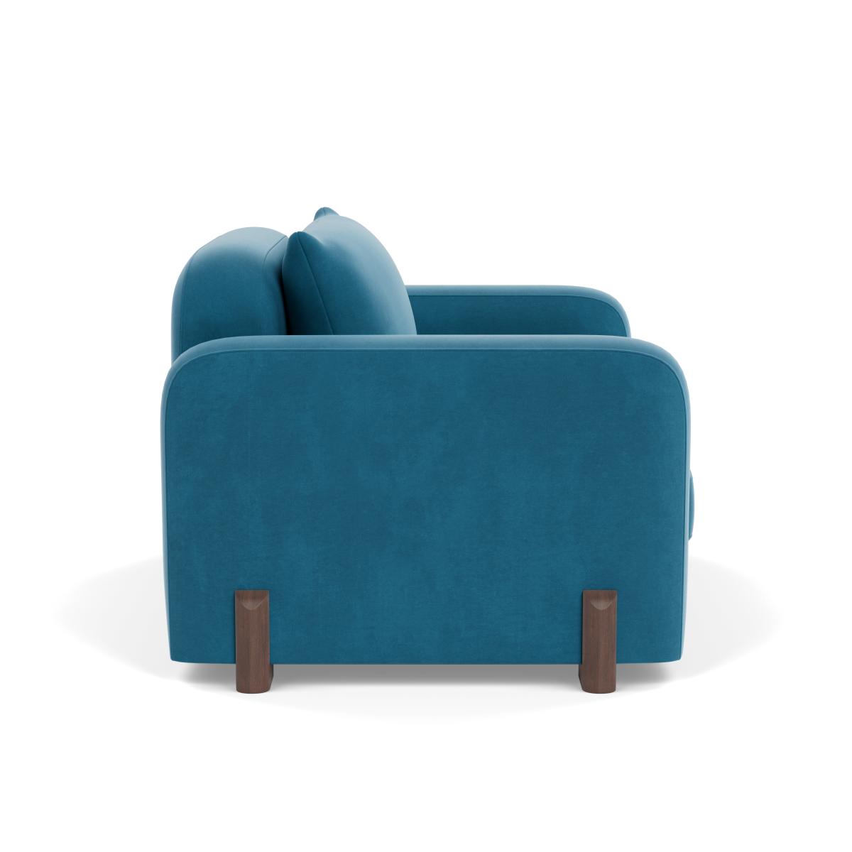 Heal's Nuvola Loveseat Smart Velvet Ocean Walnut Stained Feet – image 3