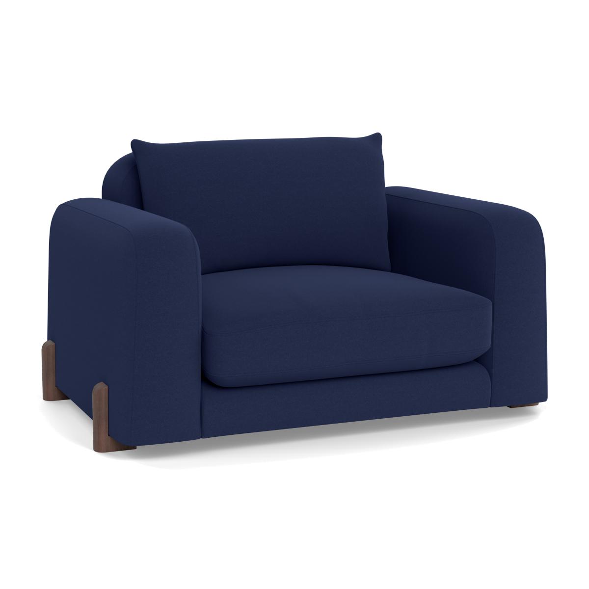 Heal's Nuvola Loveseat Melton Wool New Navy Walnut Stained Feet – image 1