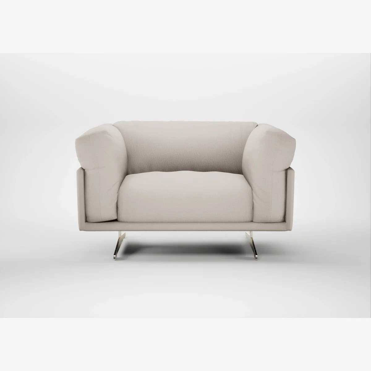 Heal's Novara Loveseat Capelo Linen-Cotton Sesame Stainless Steel Feet – image 1