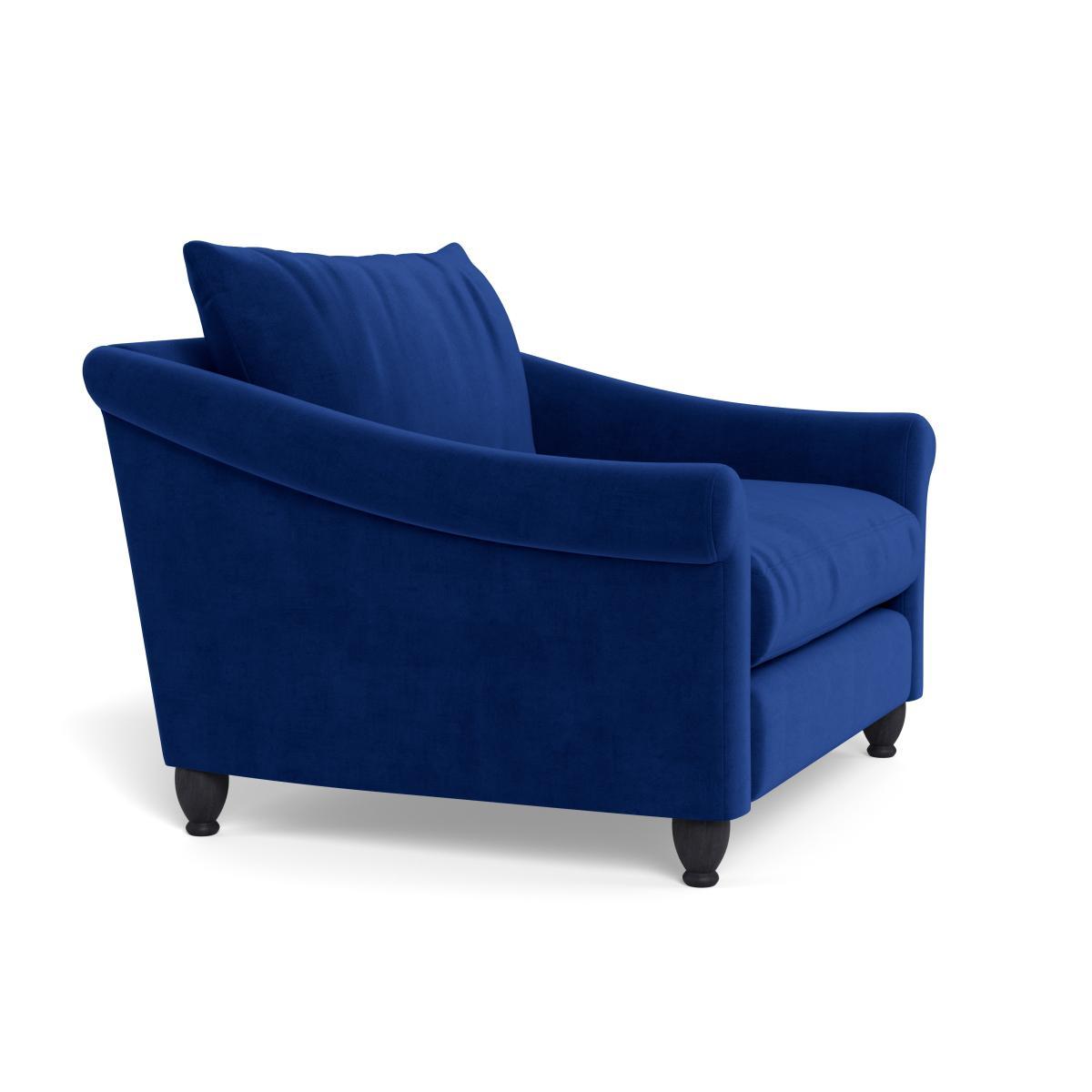 Heal's Devon Loveseat Smart Luxe Velvet Azure Walnut Stain Beech Feet - Heal's UK Furniture – image 2