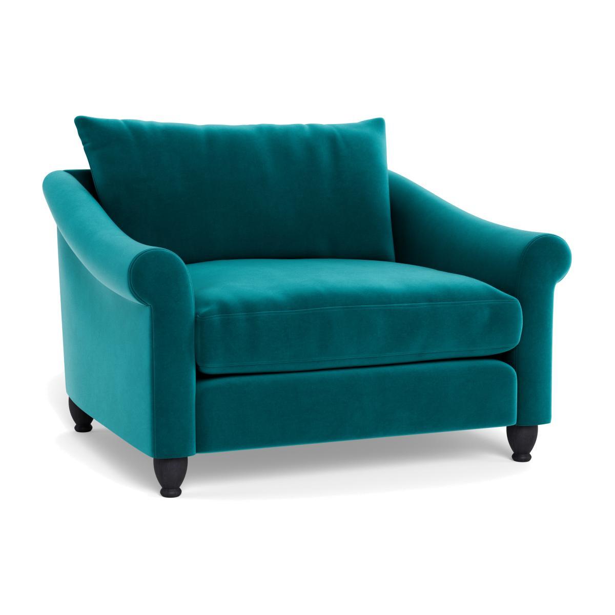 Heal's Devon Loveseat Smart Velvet Petrol Walnut Stain Beech Feet - Heal's UK Furniture – image 1
