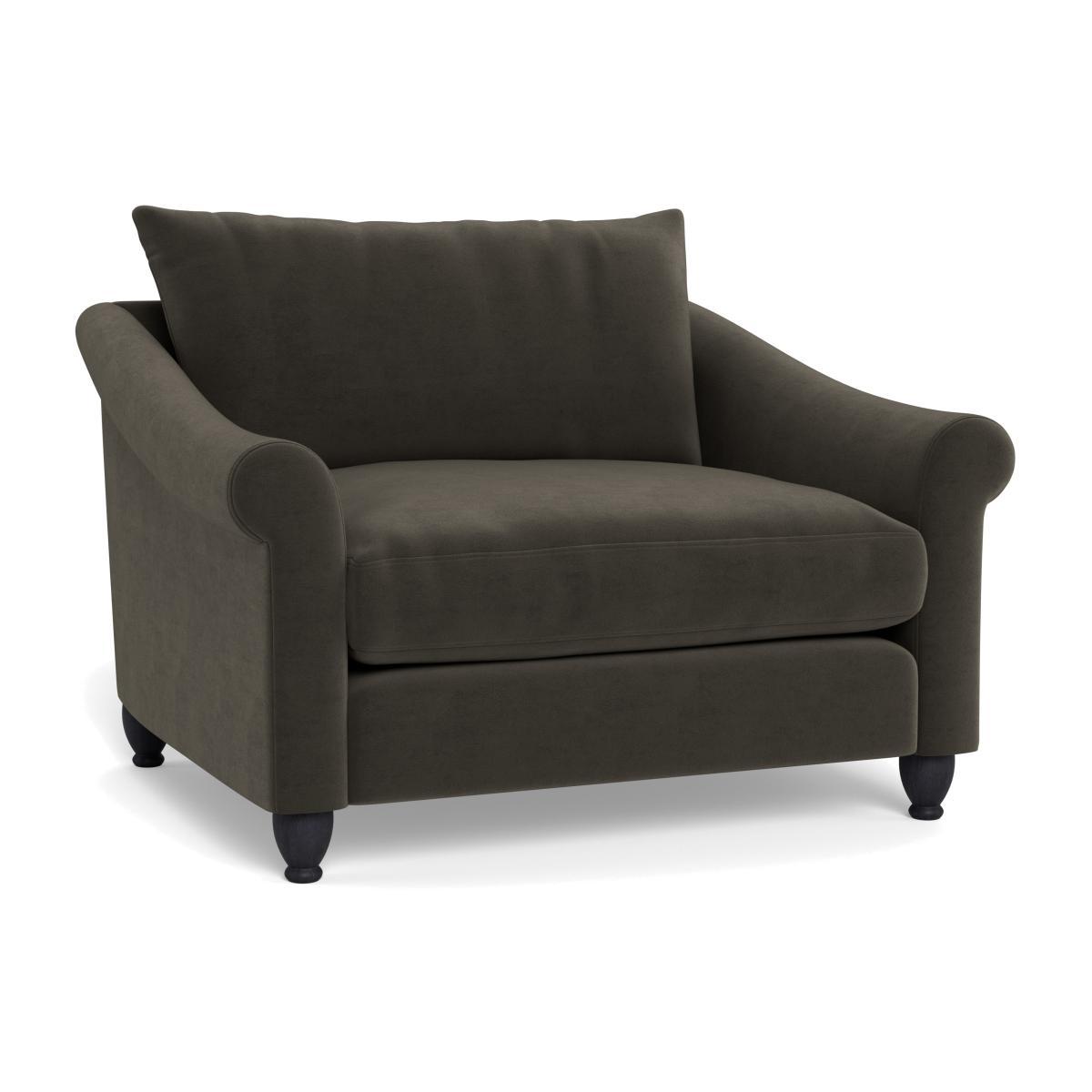 Heal's Devon Loveseat Velvet Charcoal Walnut Stain Beech Feet - Heal's UK Furniture – image 1