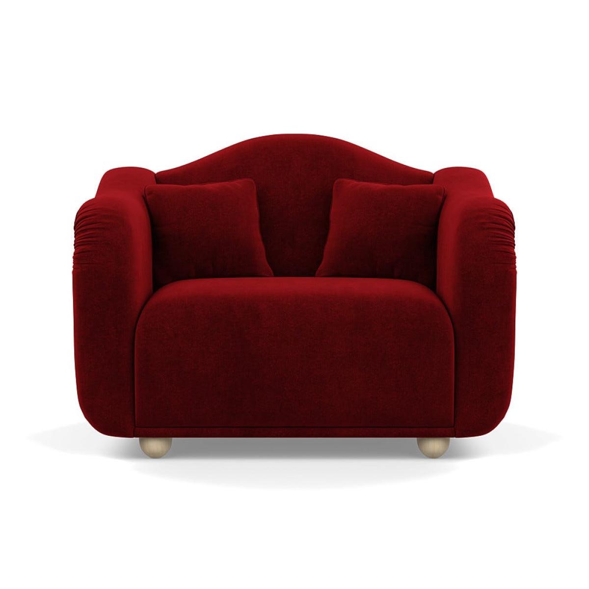 Heal's Tetbury Loveseat Smart Luxe Velvet Mulberry Natural Beech Feet – image 2