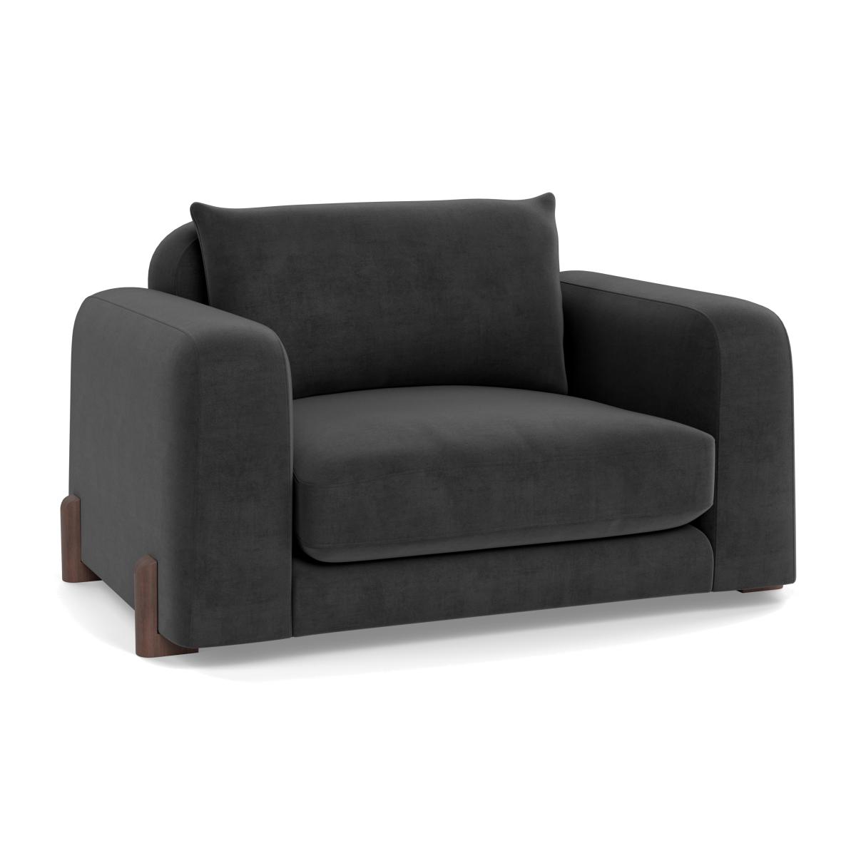 Heal's Nuvola Loveseat Smart Luxe Velvet Nickel Walnut Stained Feet – image 1