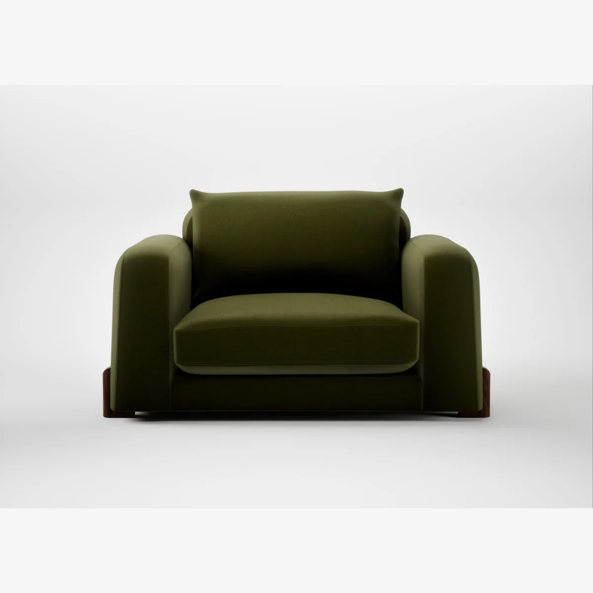 Heal's Nuvola Loveseat Cotton Velvet Evergreen Walnut Stained Feet