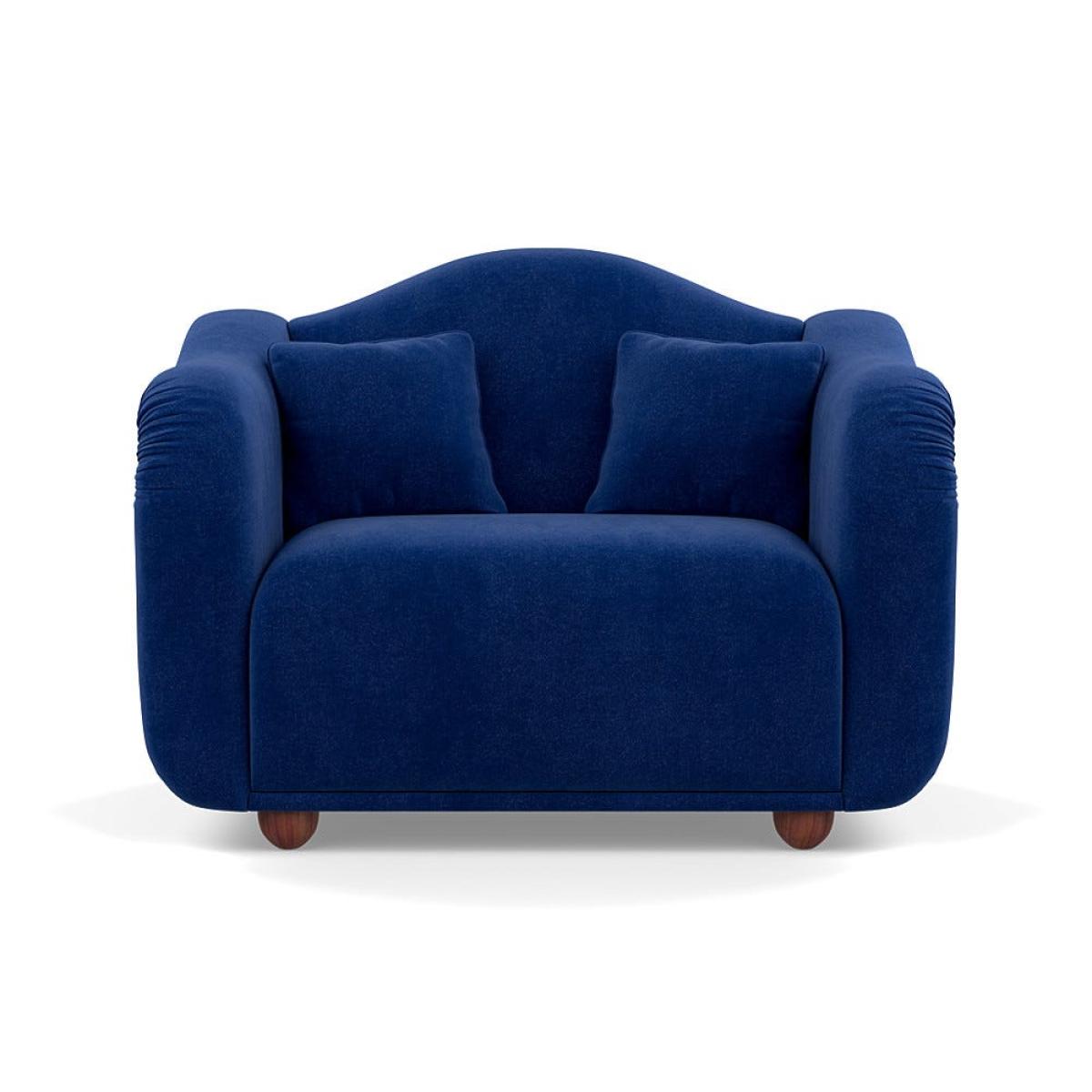 Heal's Tetbury Loveseat Smart Luxe Velvet Azure Walnut Stained Beech Feet – image 2