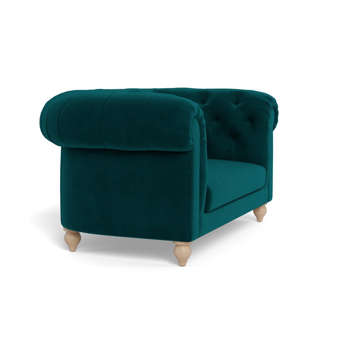Heal's Fitzrovia Loveseat Smart Luxe Velvet Ocean Black Feet - Heal's UK Furniture – image 2