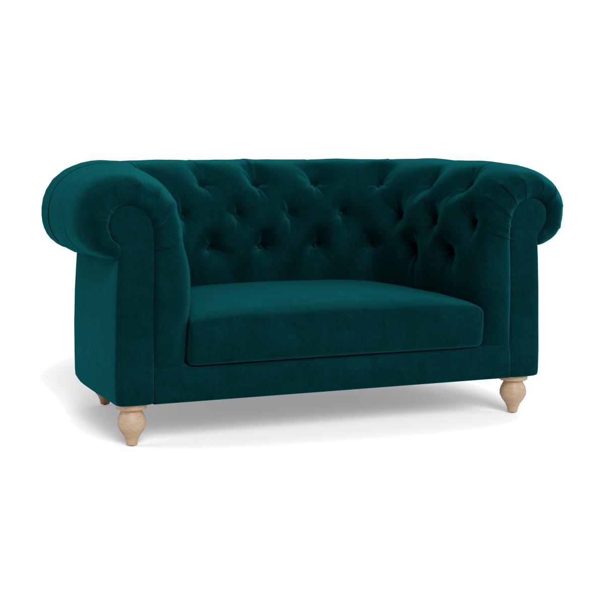 Heal's Fitzrovia Loveseat Smart Luxe Velvet Ocean Black Feet - Heal's UK Furniture – image 1