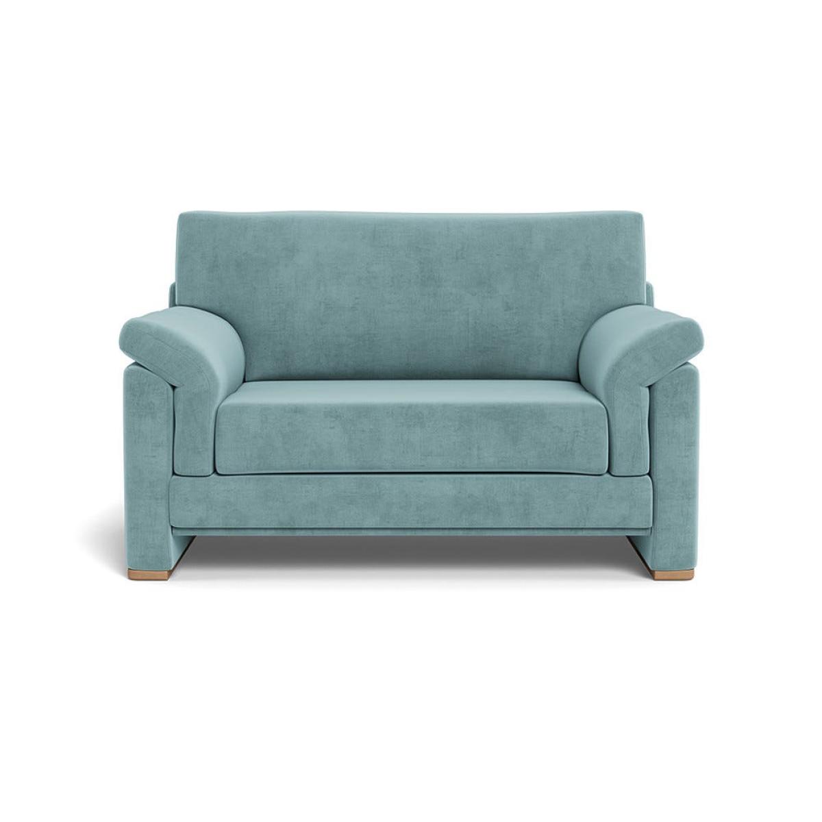 Heal's Paris II Loveseat Smart Luxe Velvet Mineral Blue Natural Feet – image 2