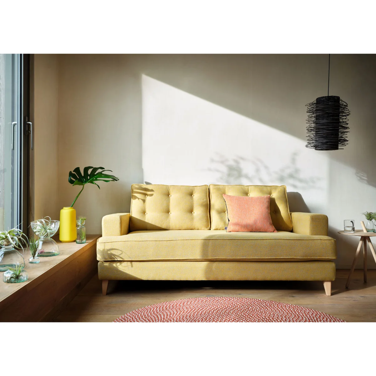 Heal's Mistral Loveseat Cotton Velvet Evergreen Natural Feet – image 4