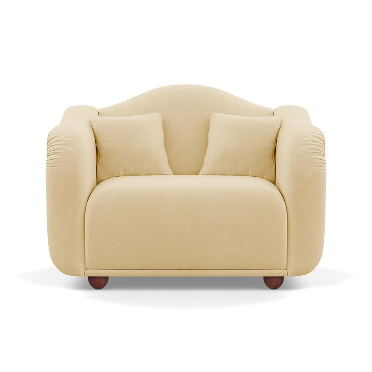 Heal's Tetbury Loveseat Smart Luxe Velvet Biscuit Walnut Stained Beech Feet – image 2