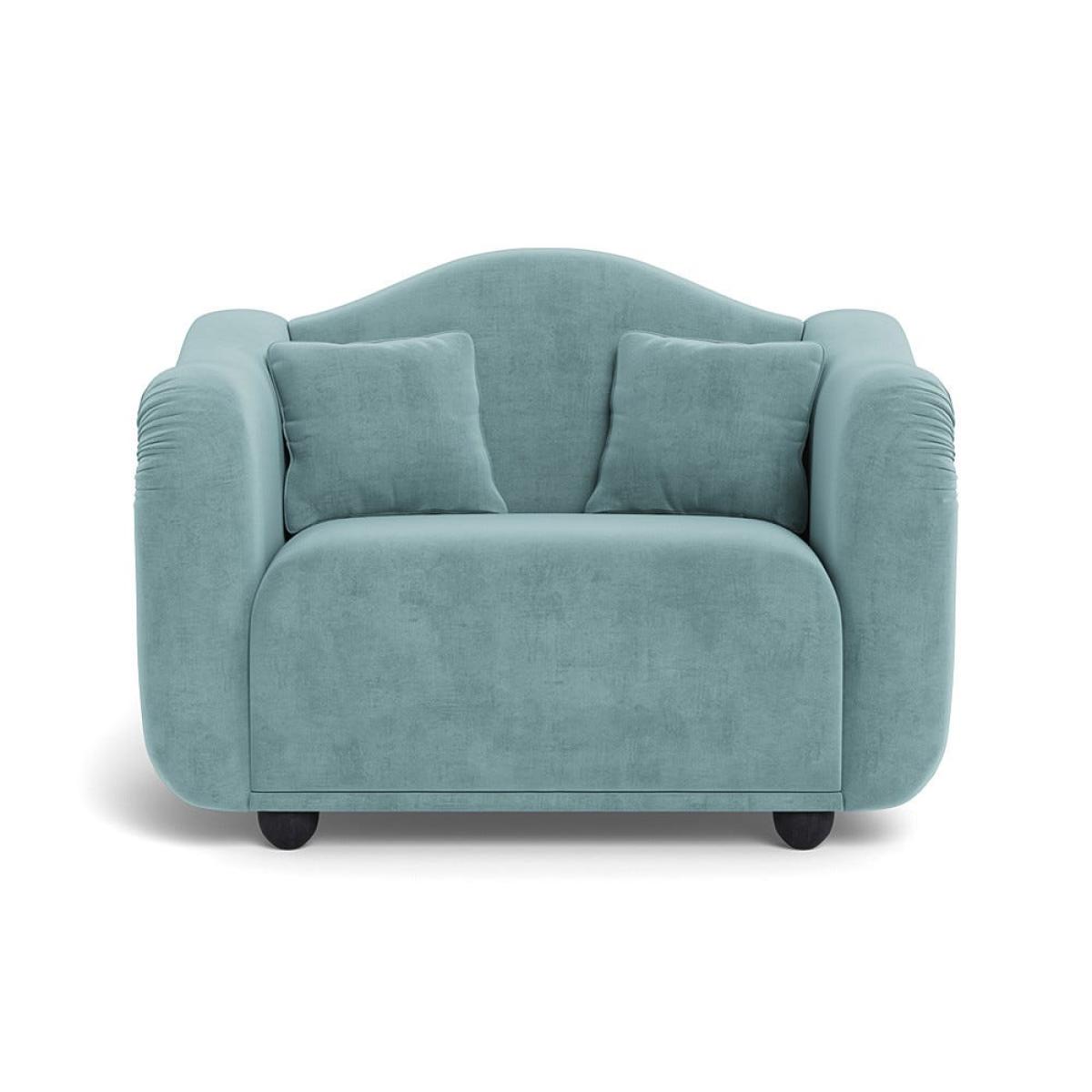 Heal's Tetbury Loveseat Smart Luxe Velvet Mineral Blue Black Feet – image 2