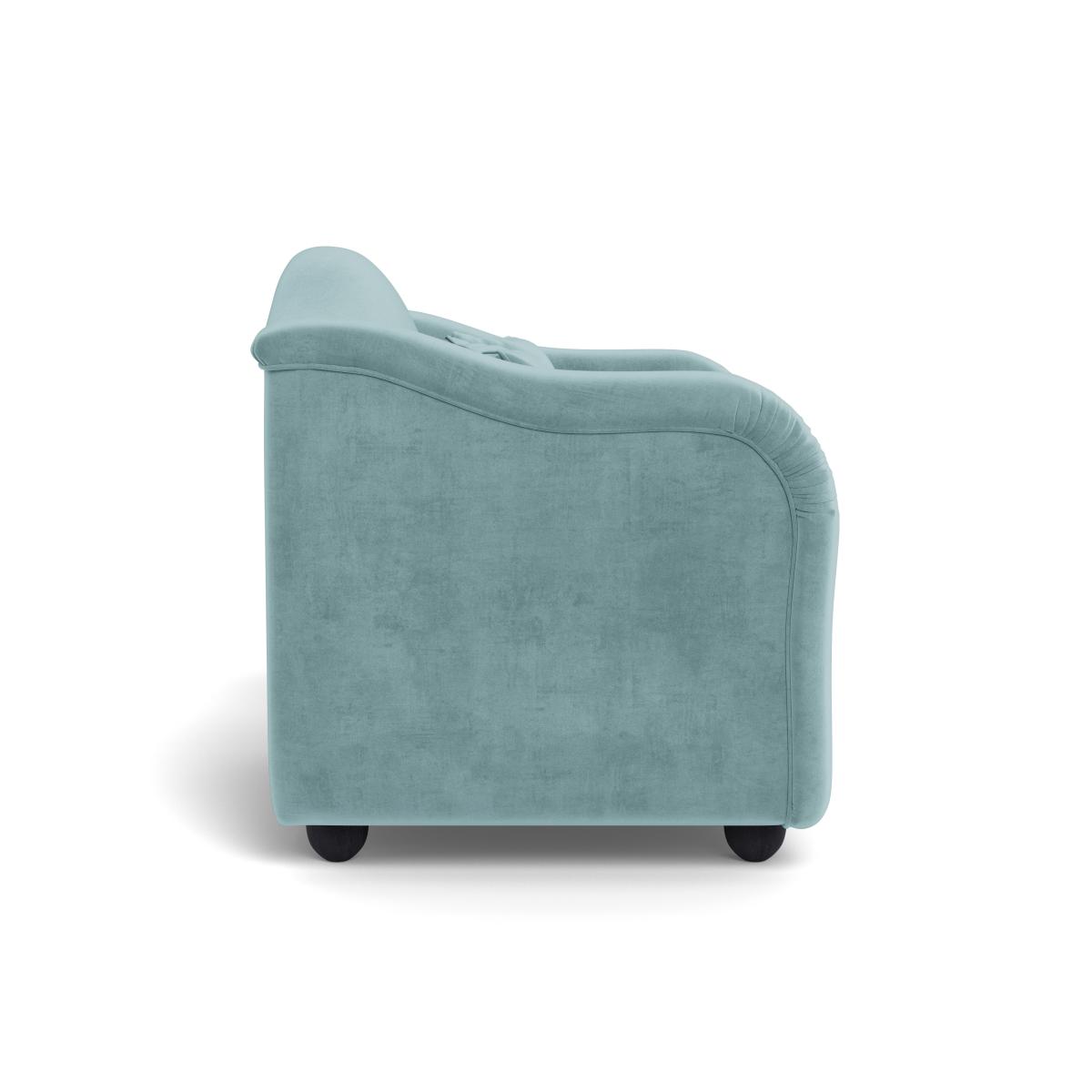 Heal's Tetbury Loveseat Smart Luxe Velvet Mineral Blue Black Feet – image 4