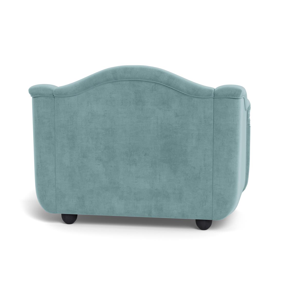 Heal's Tetbury Loveseat Smart Luxe Velvet Mineral Blue Black Feet – image 6
