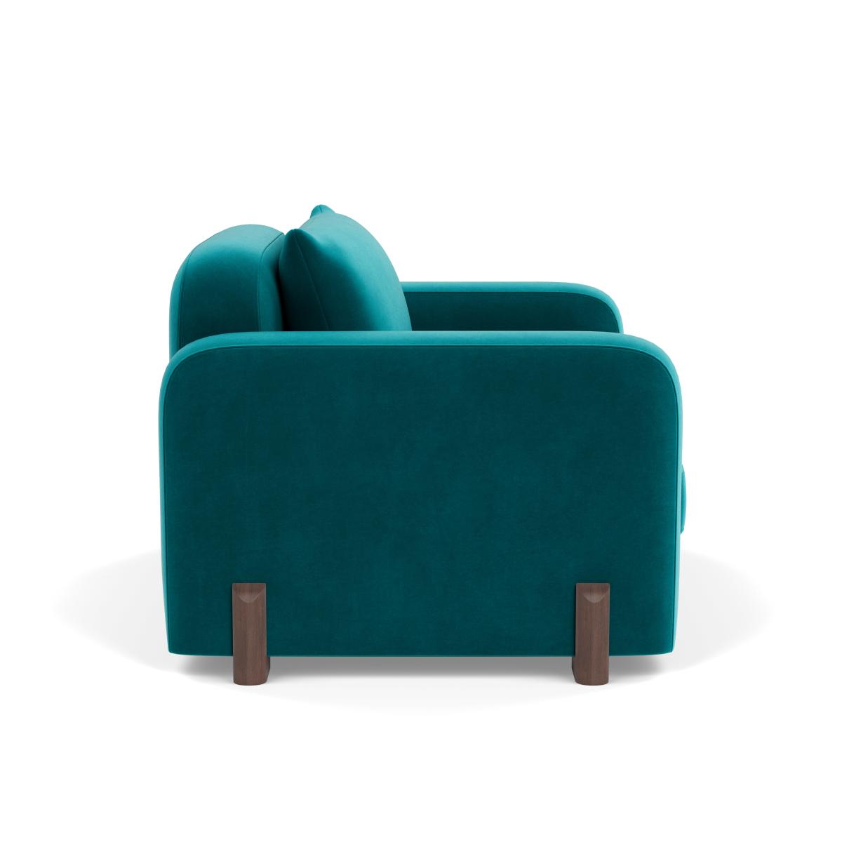 Heal's Nuvola Loveseat Smart Velvet Petrol Walnut Stained Feet – image 3