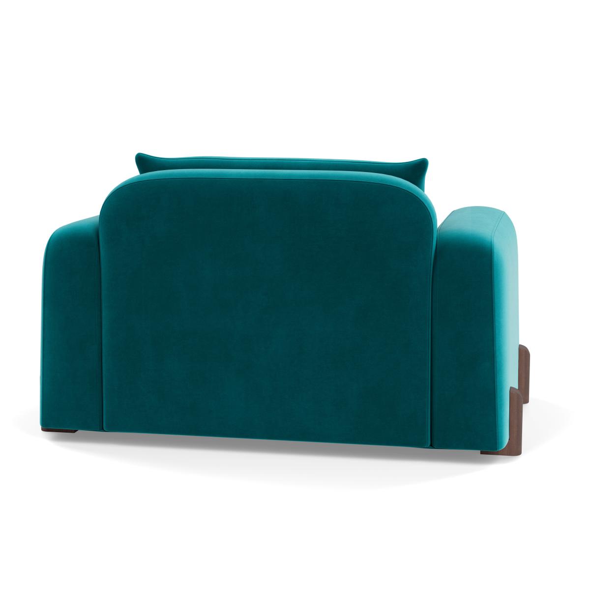 Heal's Nuvola Loveseat Smart Velvet Petrol Walnut Stained Feet – image 5